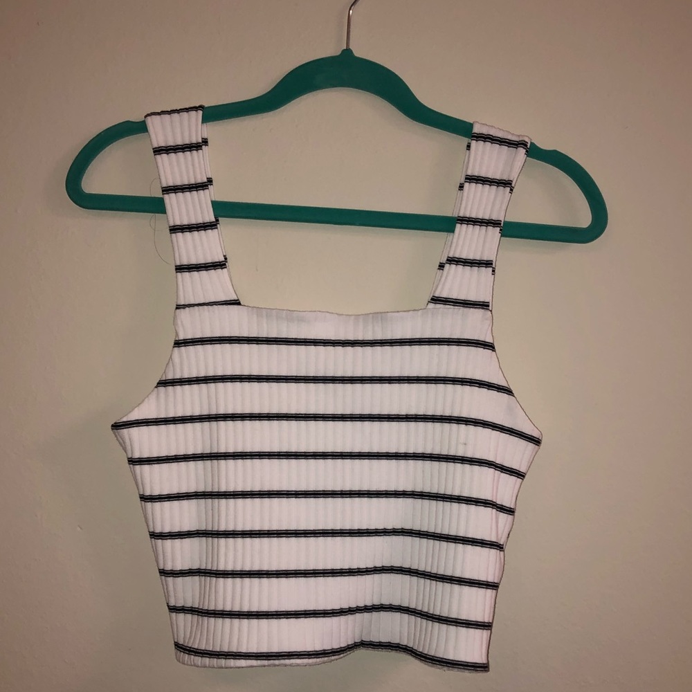 American Eagle black & white striped crop top